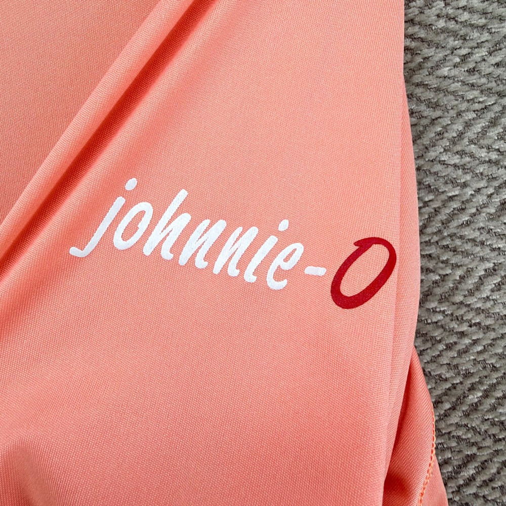 johnnie-O Sun Protection Shirt M Peach Polyester UPF 50 Long Sleeve Performance